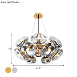 Modern 12-Light Round Shade Chandelier - Clear Glass Gold/Silver