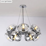 Modern 12-Light Round Shade Chandelier - Clear Glass Gold/Silver