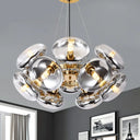 Modern 12-Light Round Shade Chandelier - Clear Glass Gold/Silver Gold