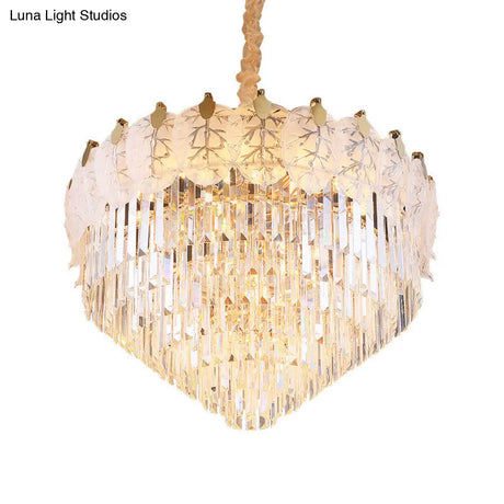 Modern 14-Light Led Crystal Chandelier For Living Room - Clear And Stylish Ceiling Lamp