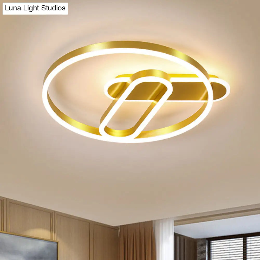 Modern 18’/21.5’ Gold Ring Ceiling Flush Mount Led Metal Light In Warm/White