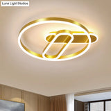 Modern 18’/21.5’ Gold Ring Ceiling Flush Mount Led Metal Light In Warm/White