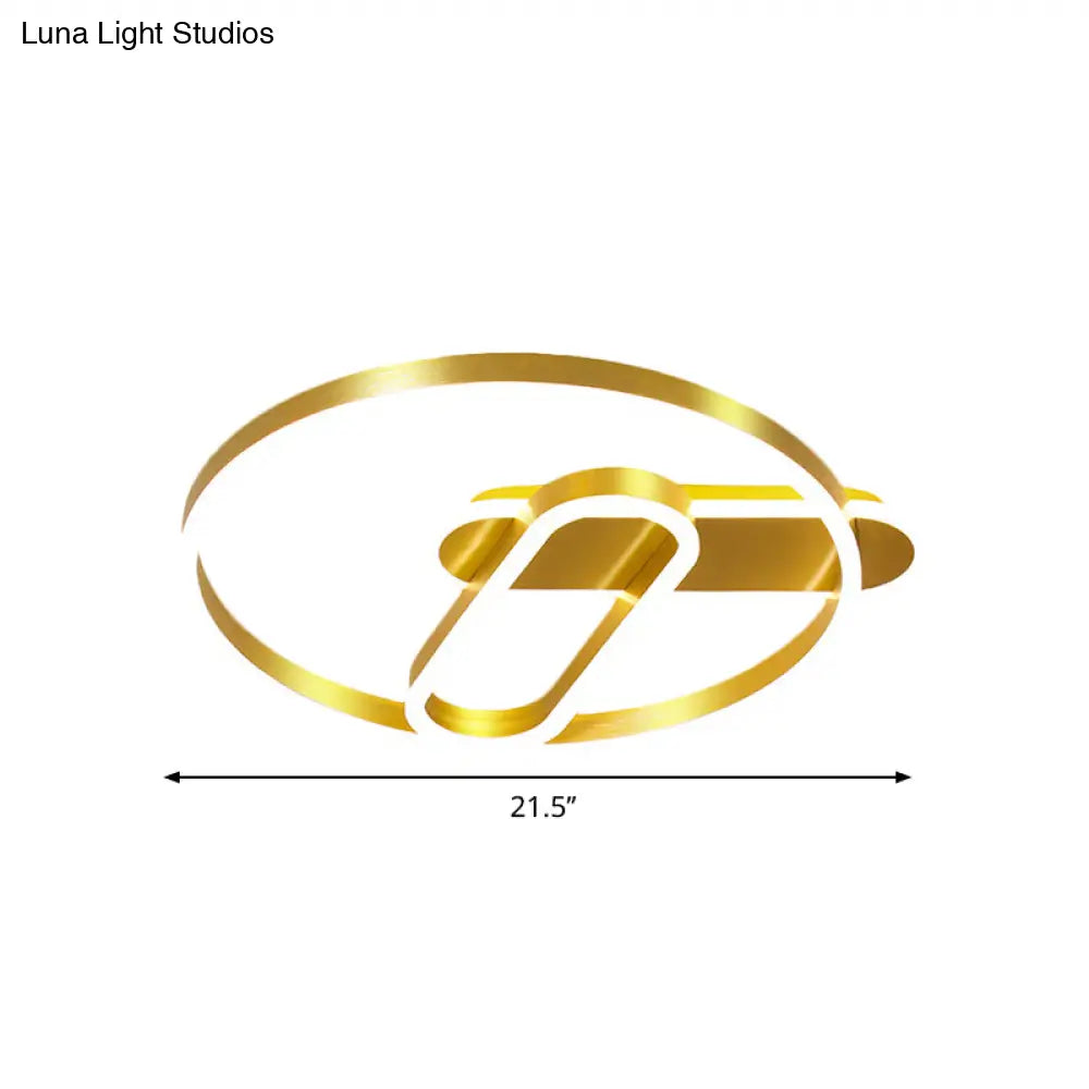 Modern 18’/21.5’ Gold Ring Ceiling Flush Mount Led Metal Light In Warm/White