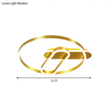 Modern 18’/21.5’ Gold Ring Ceiling Flush Mount Led Metal Light In Warm/White