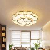 Modern 2 - Layer Clover Crystal Flush Light Led Ceiling Lamp - White 16’/19.5’ Wide / 16’