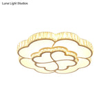 Modern 2 - Layer Clover Crystal Flush Light Led Ceiling Lamp - White 16’/19.5’ Wide