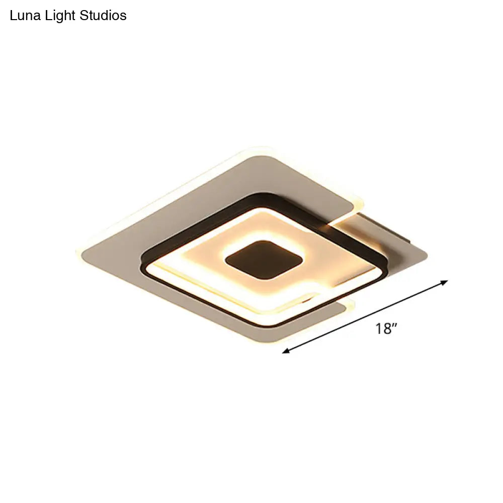 Modern 2 - Layer Led Ceiling Light In Black And White Sizes 18’/21.5’ For Bedroom Flushmount