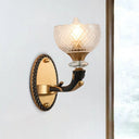 Modern 2-Light Metal Black Sconce With Clear Prismatic Glass Shade - Wall Mounted 1 /