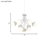 Modern 2-Tier Ball Chandelier Lamp White Acrylic 9-Bulb Suspension Lighting For Dining Room