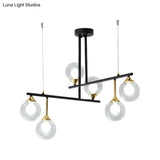 Modern 2-Tier Black Chandelier For Meeting Room Or Office - Stylish Metallic Hanging Light