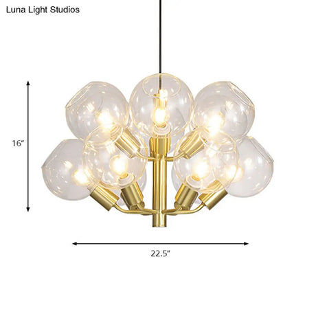 Modern 2-Tier Bubble Chandelier - Clear Glass 12-Bulb Pendant Lighting In Gold