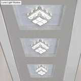 Modern 2-Tier Geometric Led Crystal Flush Light Fixture