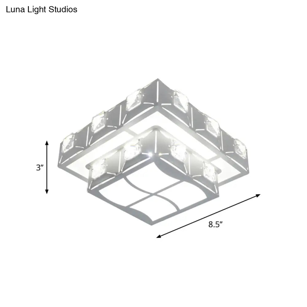 Modern 2-Tier Geometric Led Crystal Flush Light Fixture