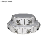 Modern 2-Tier Geometric Led Crystal Flush Light Fixture