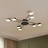 Modern 2-Tier Iron Flush Mount Chandelier With 8 Lights In Black/Gold Finish - Warm/White/Natural