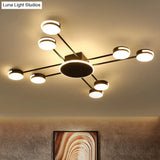 Modern 2-Tier Iron Flush Mount Chandelier With 8 Lights In Black/Gold Finish - Warm/White/Natural