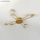 Modern 2-Tier Iron Flush Mount Chandelier With 8 Lights In Black/Gold Finish - Warm/White/Natural