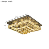 Modern 2-Tier Led Ceiling Flushmount In Crystal Chrome Square/Circle Design