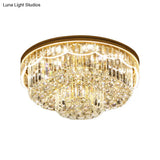 Modern 2-Tiered Cut Crystal Flush Mount Light With 8 Bulbs – Ideal For Bedroom