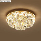 Modern 2-Tiered Cut Crystal Flush Mount Light With 8 Bulbs – Ideal For Bedroom