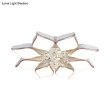 Modern 24.5’/25.5’ Flush Mount Led Light With Clear Crystal Accent In Warm/White Petal Design