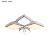 Modern 24.5’/25.5’ Flush Mount Led Light With Clear Crystal Accent In Warm/White Petal Design