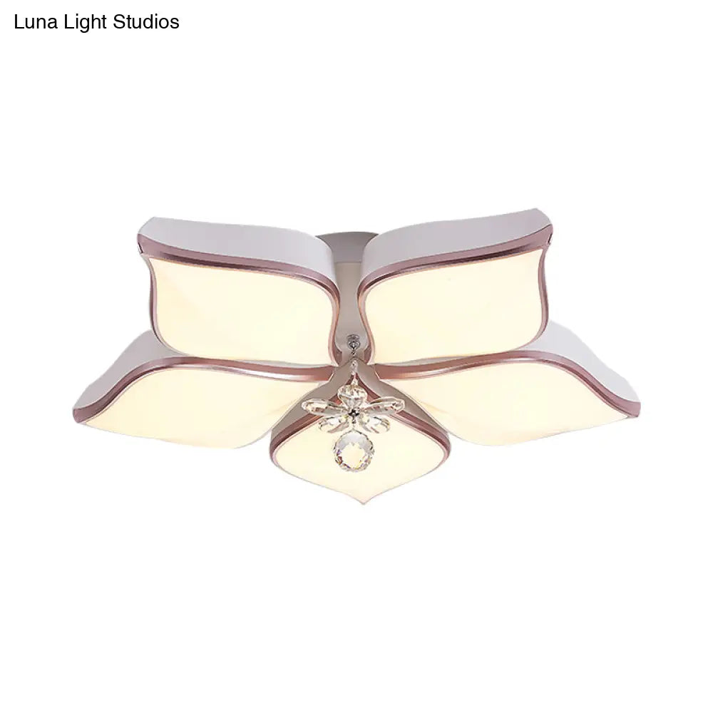 Modern 24.5’/25.5’ Flush Mount Led Light With Clear Crystal Accent In Warm/White Petal Design