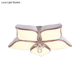 Modern 24.5’/25.5’ Flush Mount Led Light With Clear Crystal Accent In Warm/White Petal Design