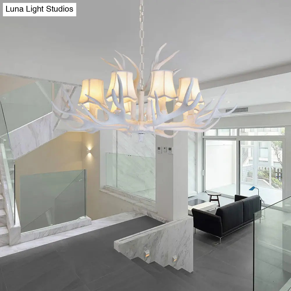 Modern 3/4/5-Light Cone Resin Chandelier Ceiling Lamp - White | Living Room Fixture