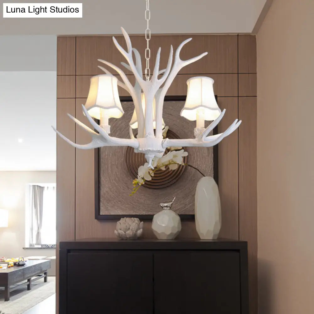 Modern 3/4/5-Light Cone Resin Chandelier Ceiling Lamp - White | Living Room Fixture