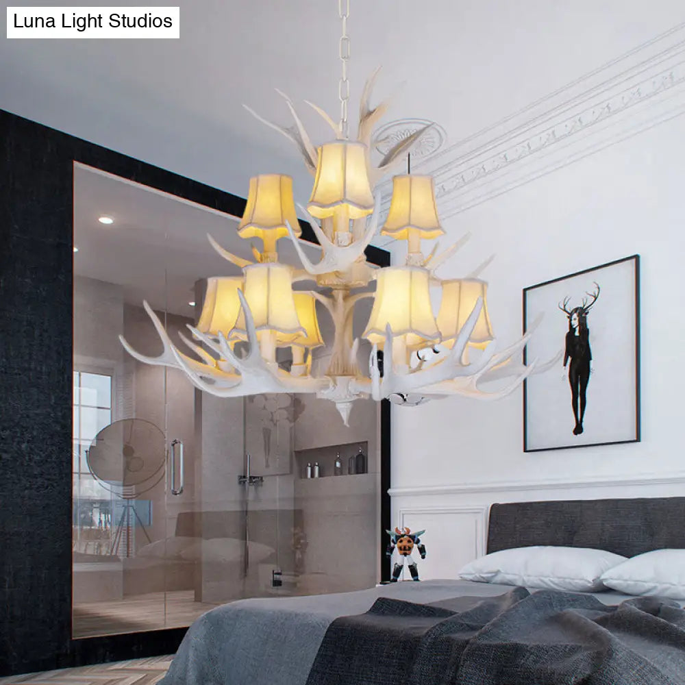 Modern 3/4/5-Light Cone Resin Chandelier Ceiling Lamp - White | Living Room Fixture