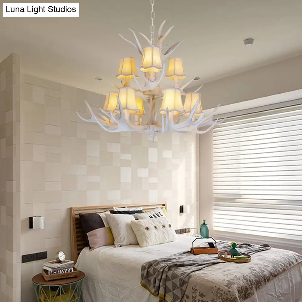 Modern 3/4/5-Light Cone Resin Chandelier Ceiling Lamp - White | Living Room Fixture
