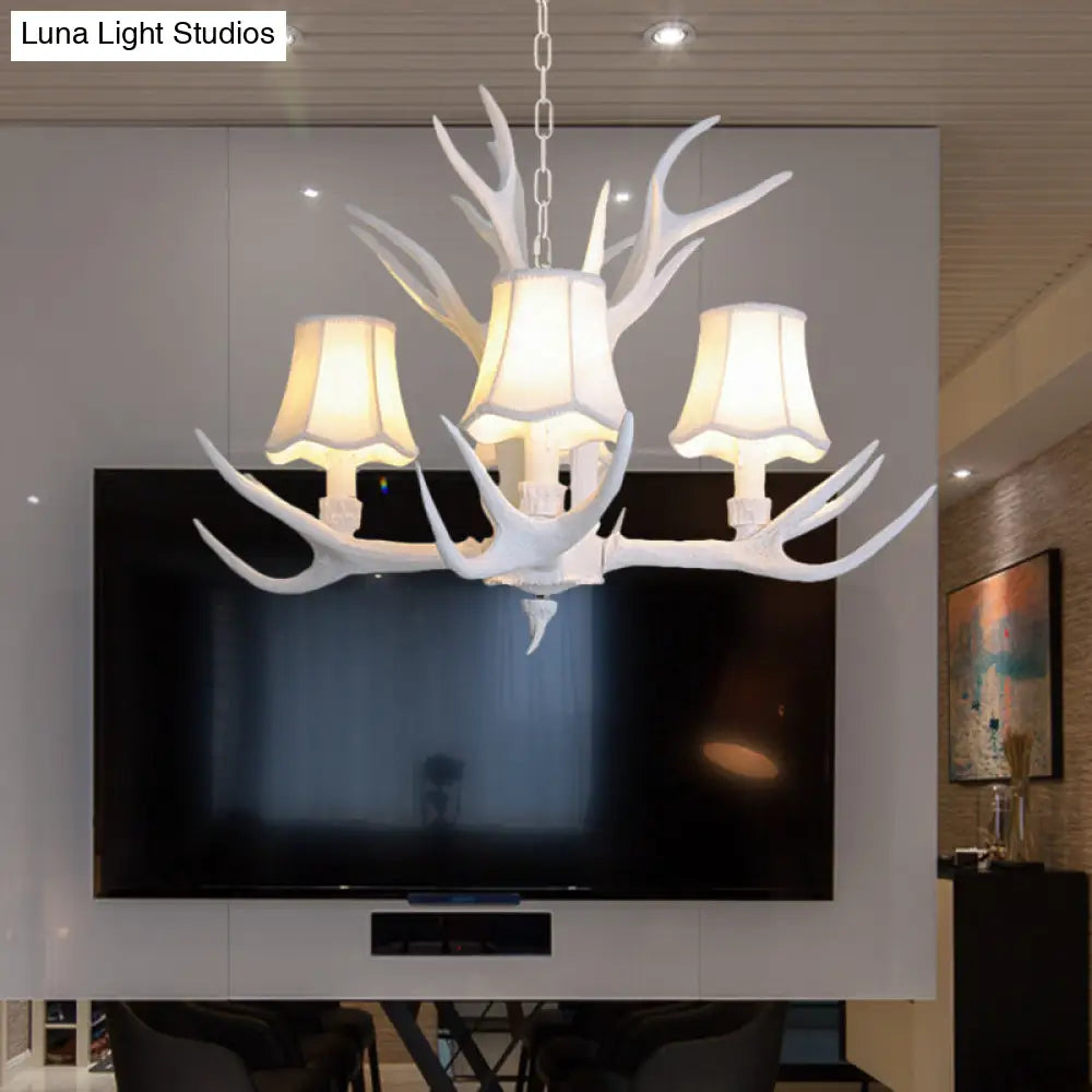 Modern 3/4/5-Light Cone Resin Chandelier Ceiling Lamp - White | Living Room Fixture