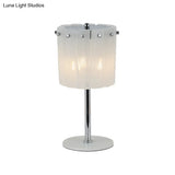 Modern 3-Head Desk Lamp With Chrome Drum Shade And Crystal Bar