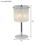 Modern 3-Head Desk Lamp With Chrome Drum Shade And Crystal Bar