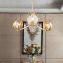 Modern 3-Head Gold Crystal Pendant Chandelier For Living Room