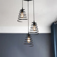Modern 3-Head Pendant Light In Black - Multi Fixture For Loft Conical Spring Iron Design With