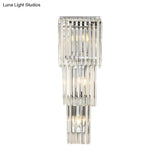 Modern 3-Head Wall Sconce Light With Clear Glass Shades - Stylish Prismatic Design Mounted Lamp