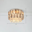 Modern 3 - Light Brass Drum Flushmount Crystal Ceiling Light For Corridor / 11’
