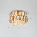 Modern 3 - Light Brass Drum Flushmount Crystal Ceiling Light For Corridor / 11’