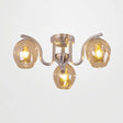 Modern 3 - Light Ceiling Lamp For Study Room - Glass And Metal Semi - Flush Mount Silver