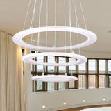 Modern 3-Light Led Acrylic Ring Chandelier For Bedroom Ceiling - Warm/White Light