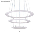 Modern 3-Light Led Acrylic Ring Chandelier For Bedroom Ceiling - Warm/White Light
