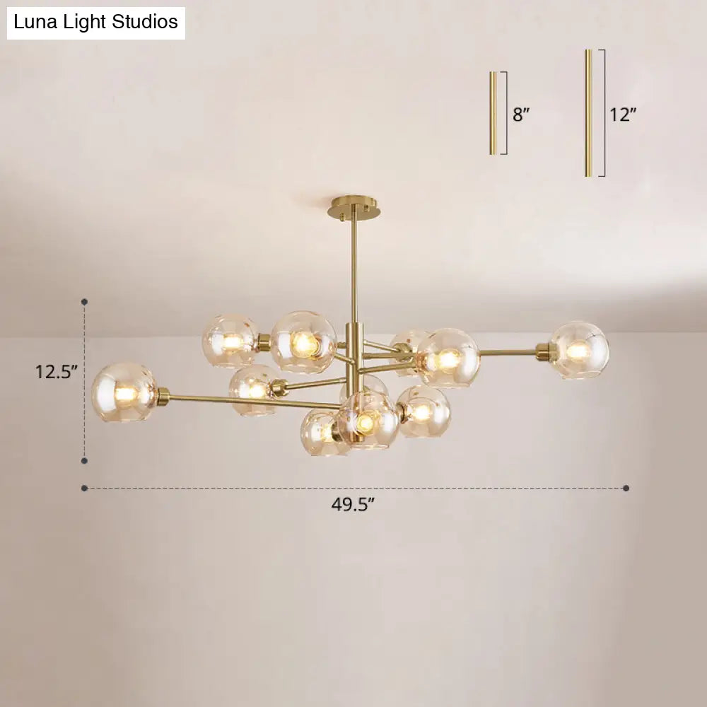 Contemporary Sputnik Chandelier - Glass Living Room Ceiling Light Fixture +