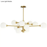Contemporary Sputnik Chandelier - Glass Living Room Ceiling Light Fixture +