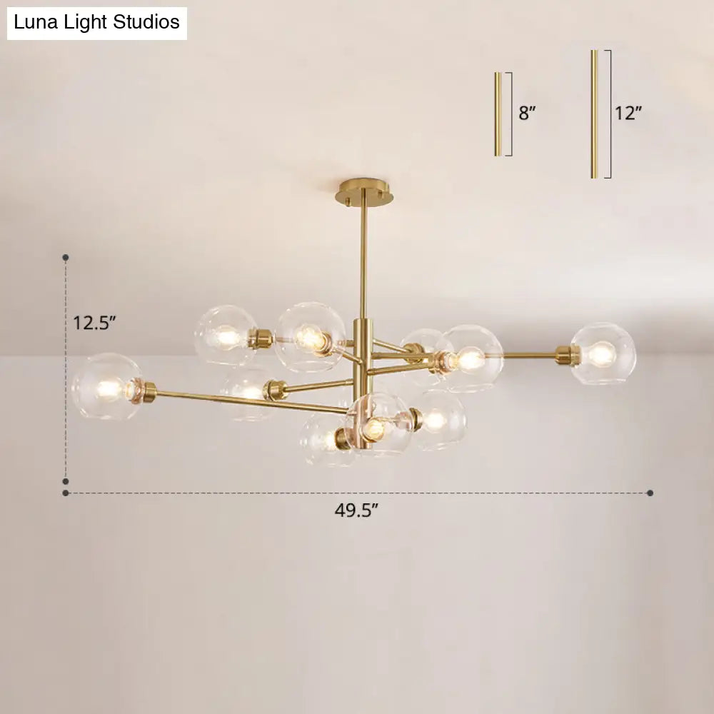 Contemporary Sputnik Chandelier - Glass Living Room Ceiling Light Fixture +