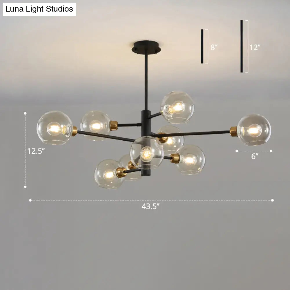 Contemporary Sputnik Chandelier - Glass Living Room Ceiling Light Fixture +