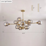 Contemporary Sputnik Chandelier - Glass Living Room Ceiling Light Fixture +