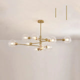 Contemporary Sputnik Chandelier - Glass Living Room Ceiling Light Fixture + 11 / Gold Clear