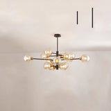 Contemporary Sputnik Chandelier - Glass Living Room Ceiling Light Fixture + 15 / Black Cognac